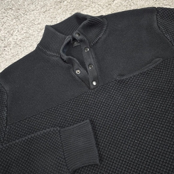 J Crew Sweater Mens Medium Blue Thermal Knit Long Sleeve 1/4‎ Snap Cotton READ - Picture 1 of 13